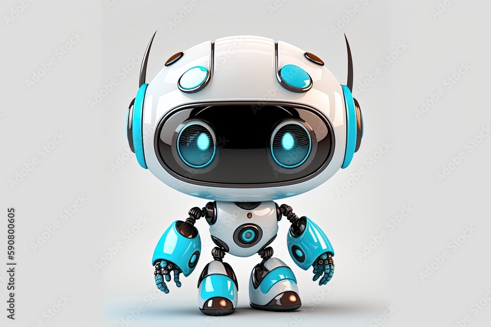 white-bodied robot with striking blue eyes. Generative AI white-bodied robot with striking blue eyes. Generative AI