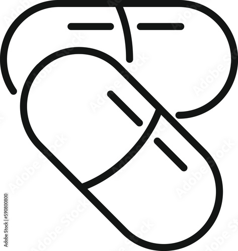 Capsule pill icon outline vector. Cure person. Bottle disease