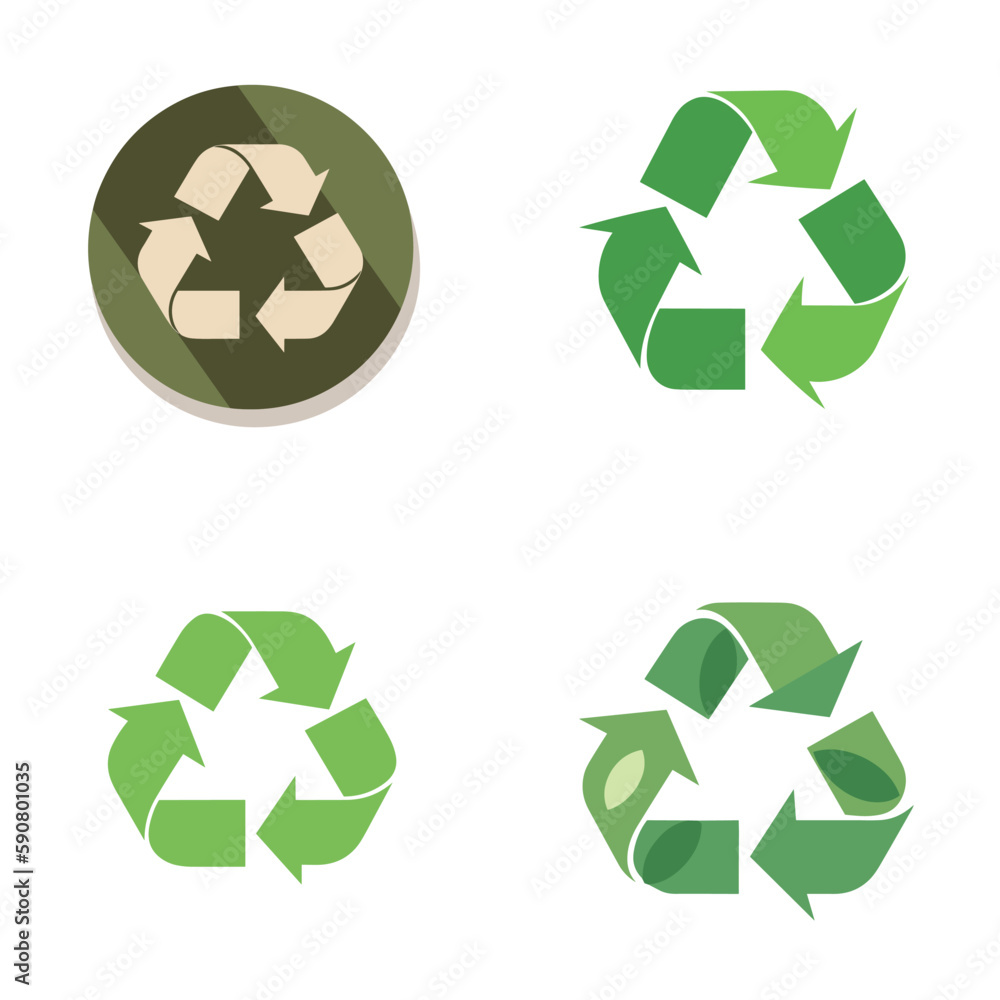 Fototapeta premium symbol set, pack of four recycling symbols that refer to Reuse, Reduce and Recycle