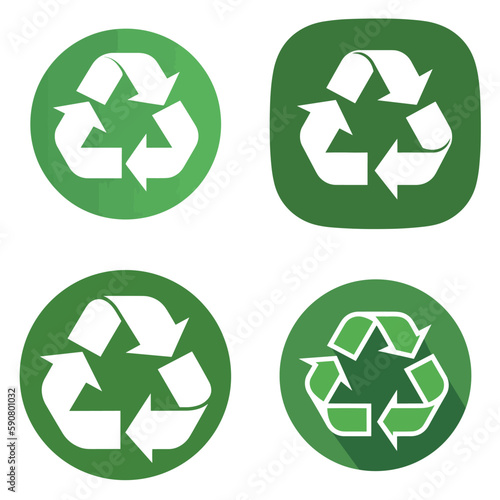 recycle symbol icon, pack of four recycling symbols that refer to Reuse, Reduce and Recycle