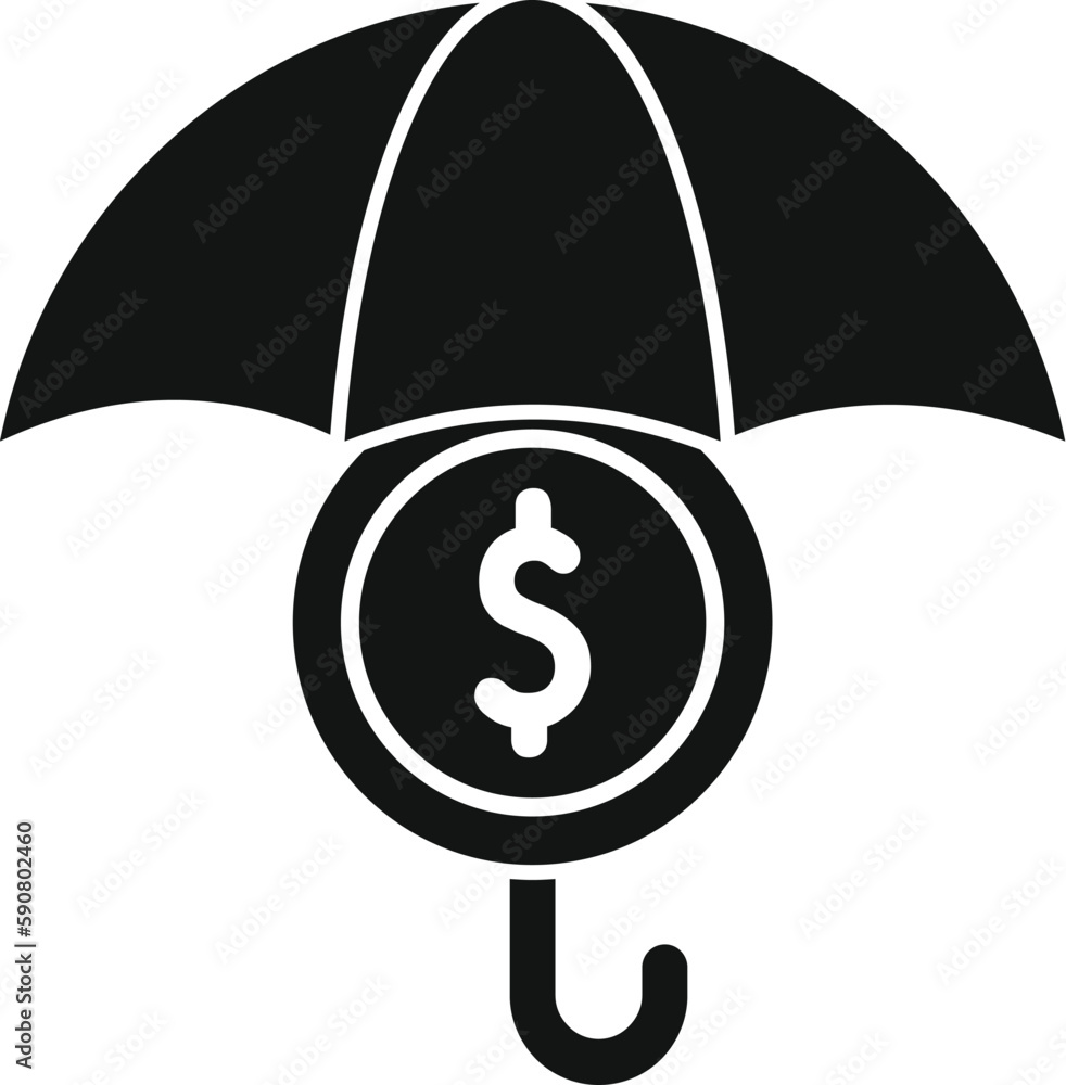 Secured money umbrella icon simple vector. Bank finance. Business coin Secured money umbrella icon simple vector. Bank finance. Business coin