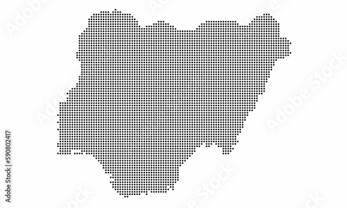 Nigeria dotted map with grunge texture in dot style. Abstract vector illustration of a country map with halftone effect for infographic. 