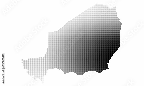 Niger dotted map with grunge texture in dot style. Abstract vector illustration of a country map with halftone effect for infographic. 