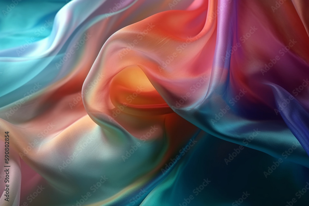 Fototapeta premium abstract background of multicolored silk or satin texture. Generative ai