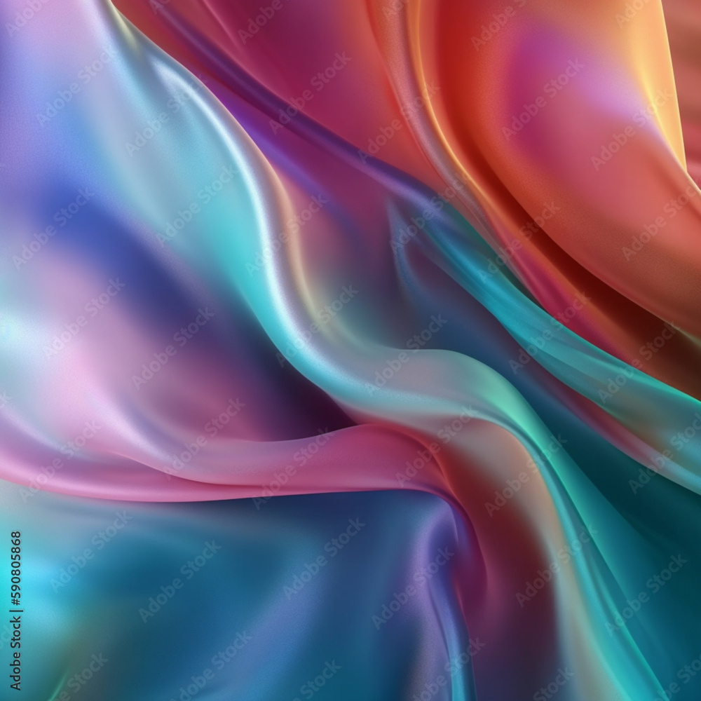 Fototapeta premium abstract background of multicolored silk or satin texture. Generative ai
