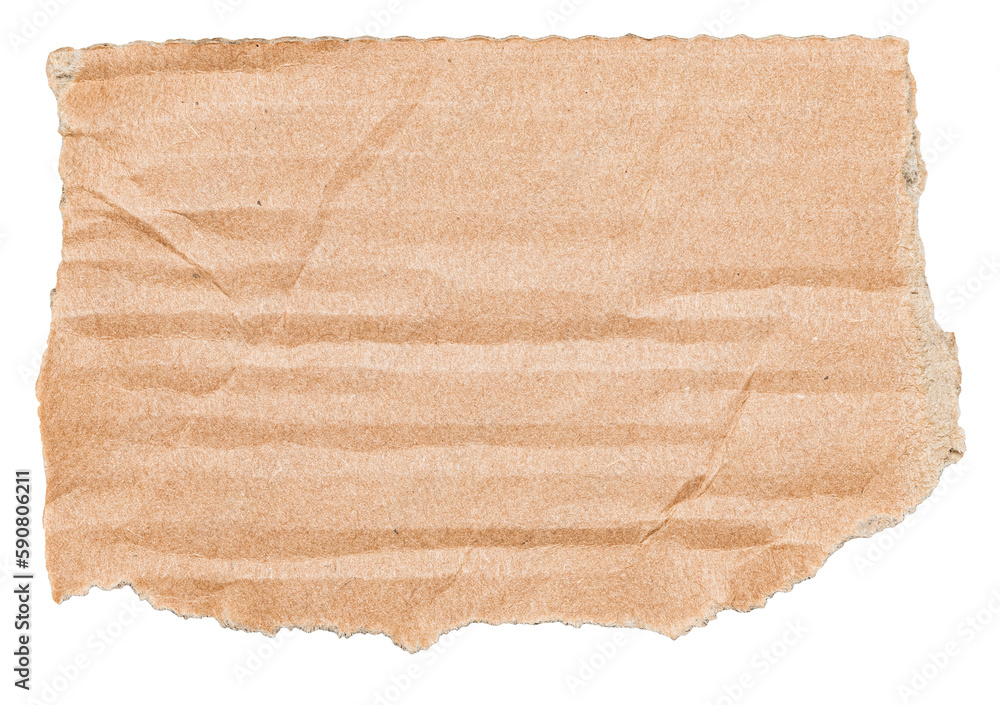 Isolated single piece of crumpled ripped blank brown cardboard paper on transparent background Isolated single piece of crumpled ripped blank brown cardboard paper on transparent background
