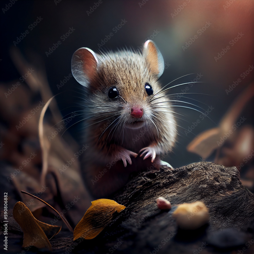 Cute furry rodent looking shy near grass generated by AI Cute furry rodent looking shy near grass generated by AI