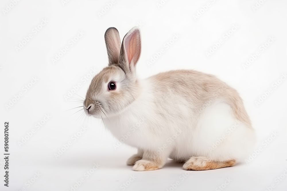 a rabbit on white background. Generative AI