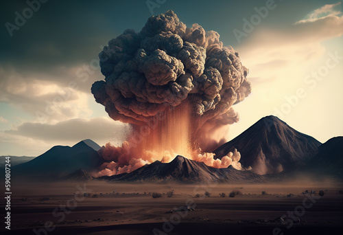 Photo Mushroom Cloud Created by Nuclear Weapons Technolog