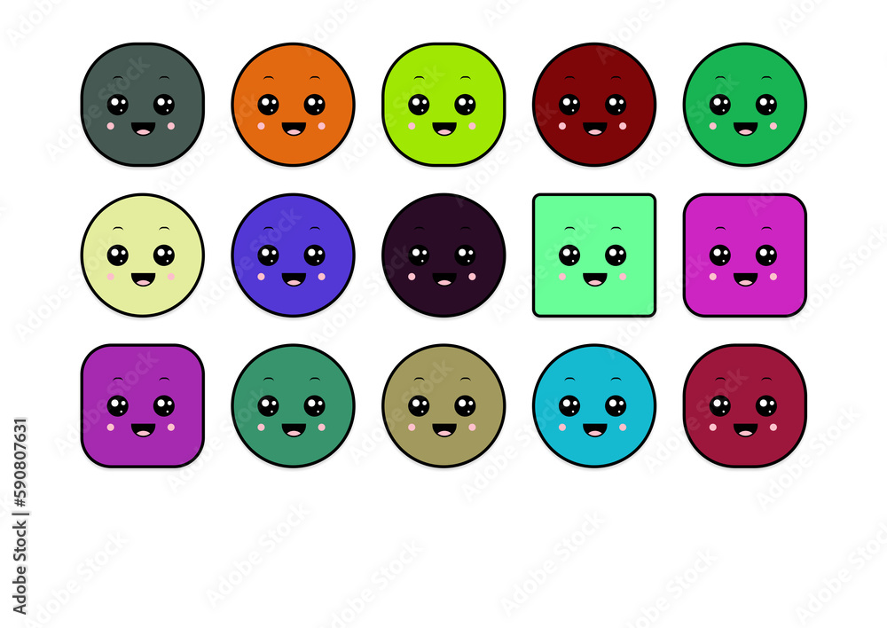 kawaii smiling 2d shape illustration anime kawaii smiling 2d shape illustration anime