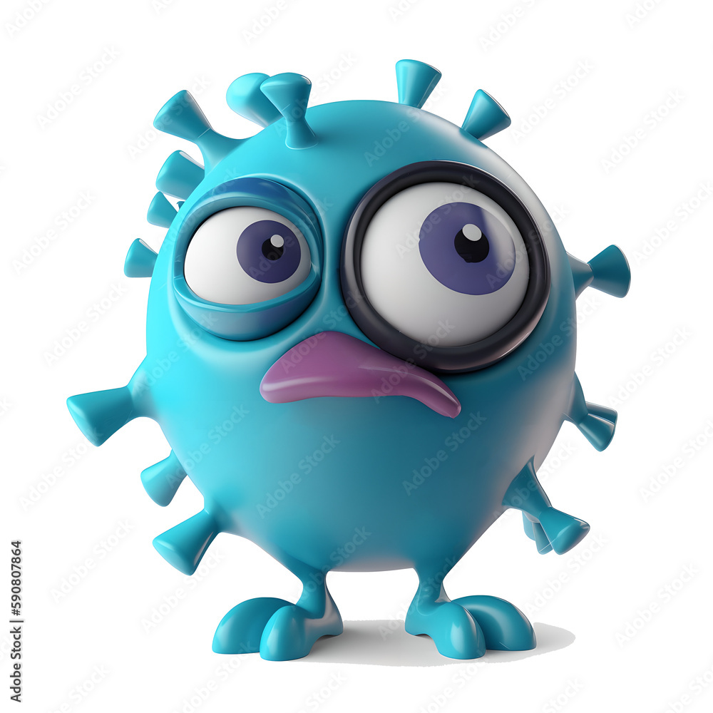 3D of Cartoon Virus Bacteria Characters on a Transparent Background 3D of Cartoon Virus Bacteria Characters on a Transparent Background
