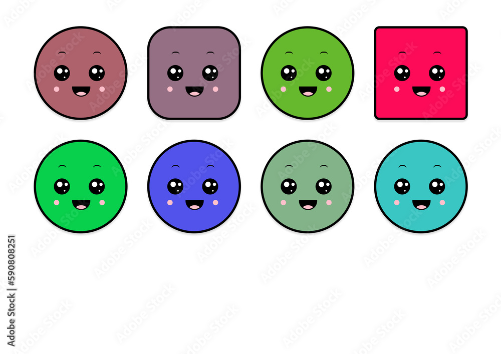 kawaii smiling 2d shape illustration anime kawaii smiling 2d shape illustration anime