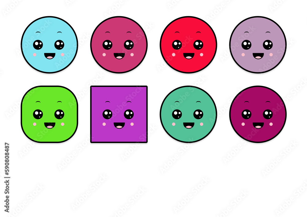 kawaii smiling 2d shape illustration anime kawaii smiling 2d shape illustration anime