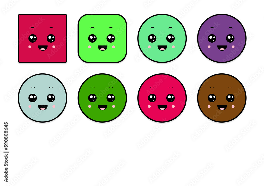 kawaii smiling 2d shape illustration anime kawaii smiling 2d shape illustration anime