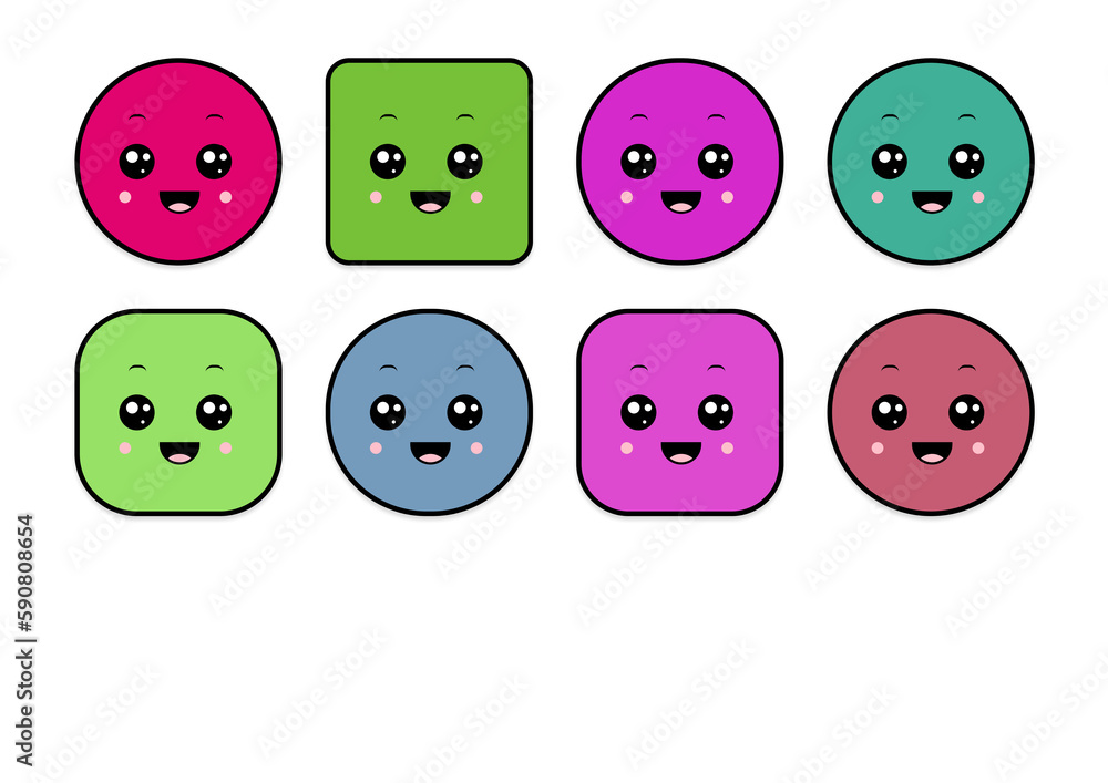 kawaii smiling 2d shape illustration anime kawaii smiling 2d shape illustration anime