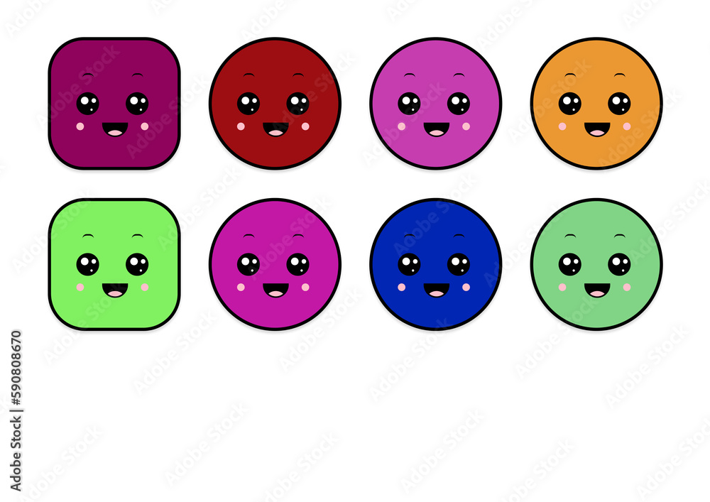 kawaii smiling 2d shape illustration anime kawaii smiling 2d shape illustration anime