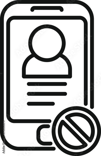 Phone contact blacklist icon outline vector. User data. Internet expel