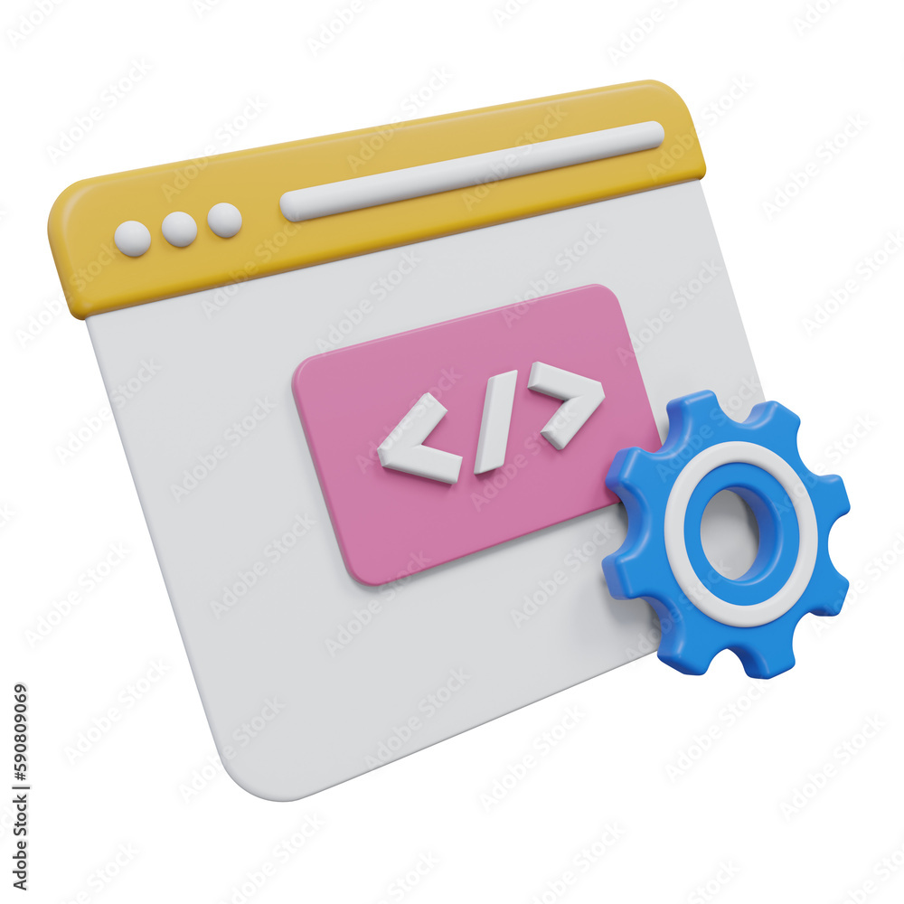 web development 3d rendering icon illustration, transparent background, design and development web development 3d rendering icon illustration, transparent background, design and development