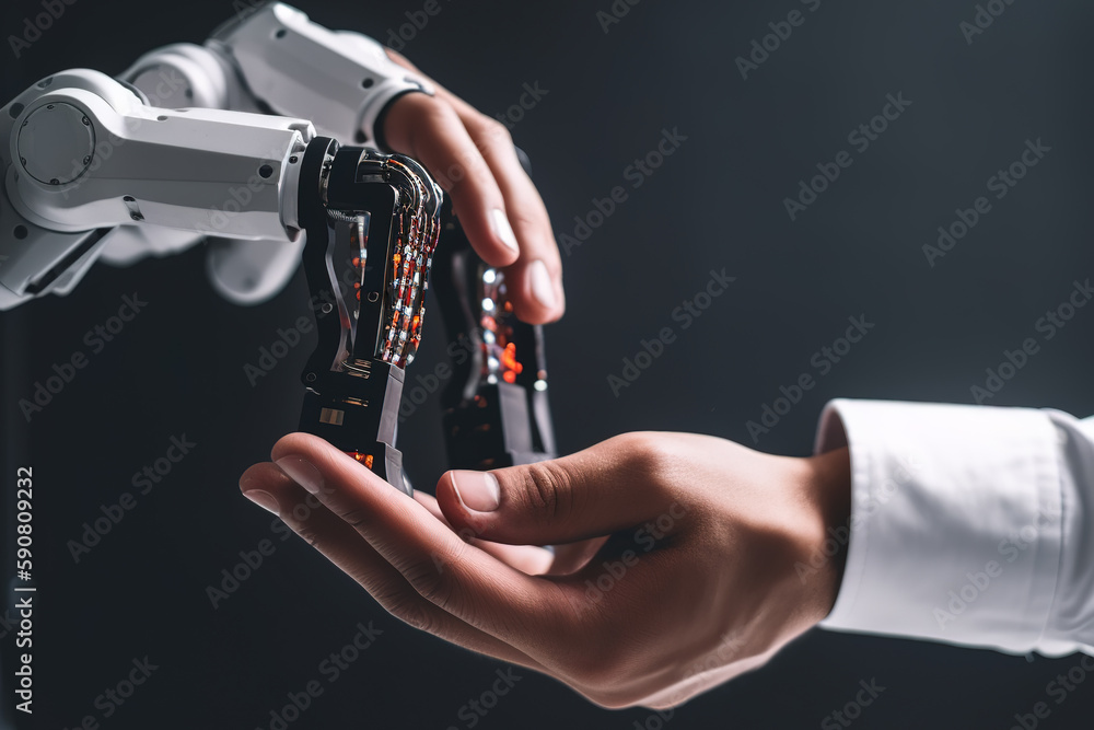 Naklejka premium Futuristic robot generated by AI artificial intelligence