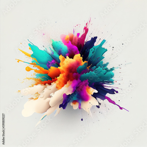 Photo colored powder explosion ai technology generated image