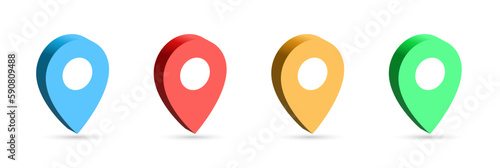 3d Location icon set. Map pin location pointers icons, Isometric style. Navigation icon for web banner. Creative vector illustration