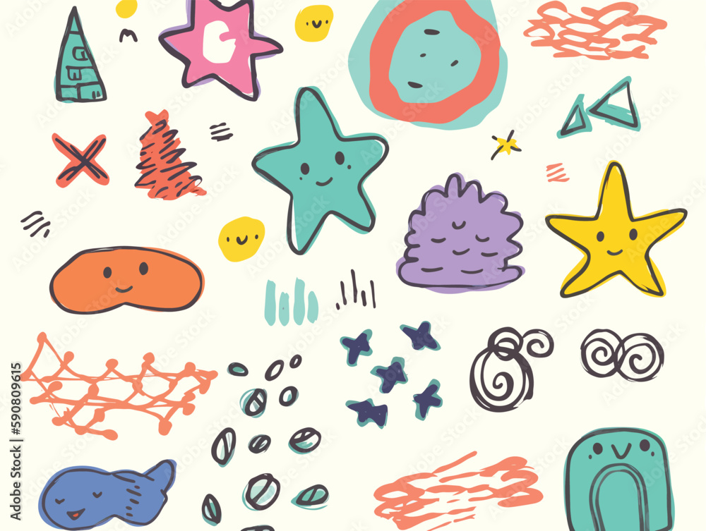 Set of cute hand drawn doodle elements. Vector illustration.