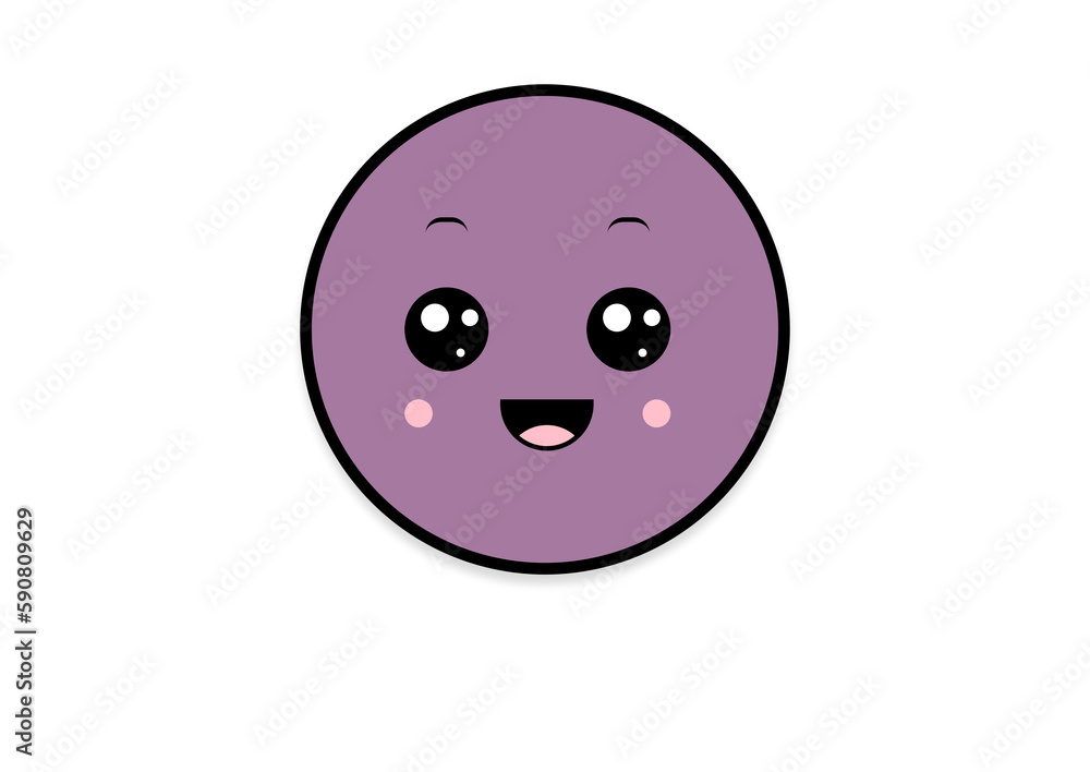 Fototapeta premium kawaii smiling 2d shape illustration anime