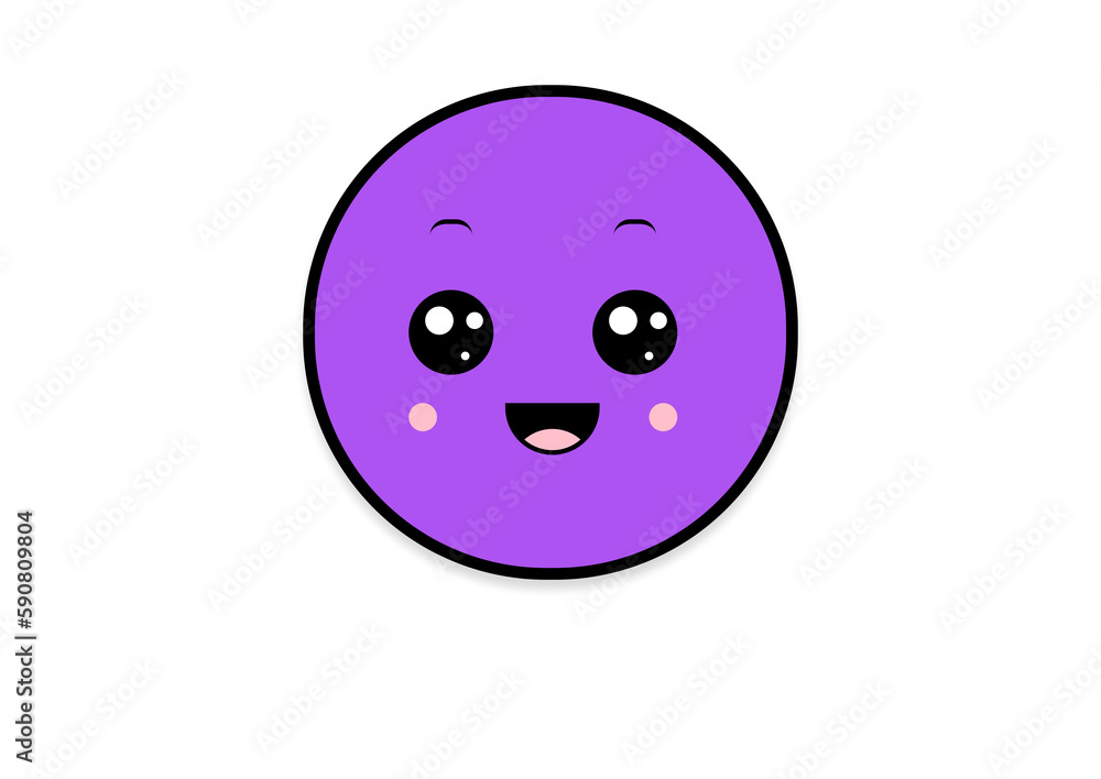 Fototapeta premium kawaii smiling 2d shape illustration anime