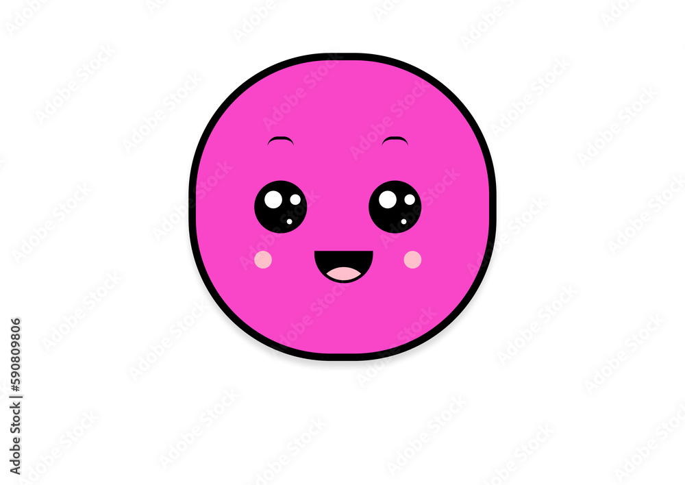 Fototapeta premium kawaii smiling 2d shape illustration anime