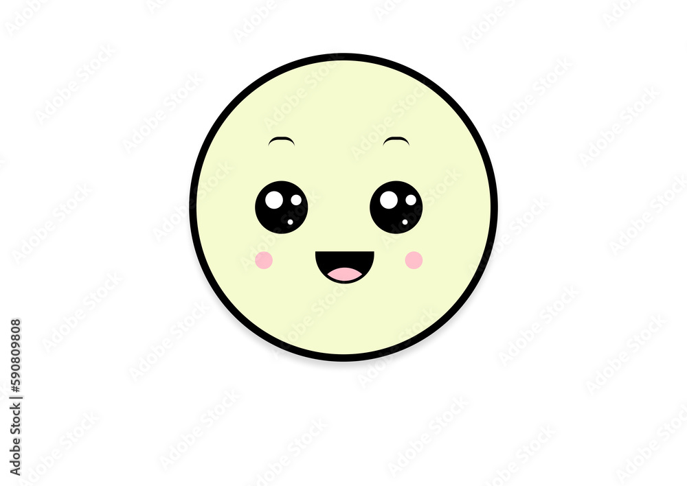 Fototapeta premium kawaii smiling 2d shape illustration anime