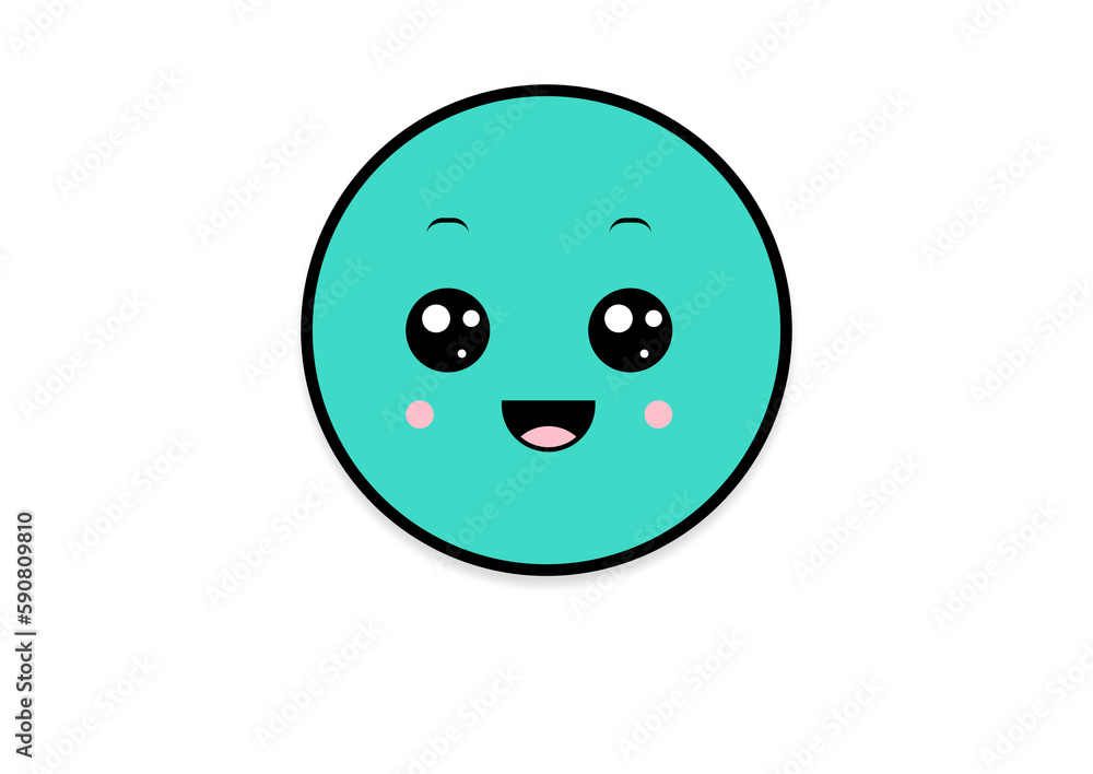 Fototapeta premium kawaii smiling 2d shape illustration anime