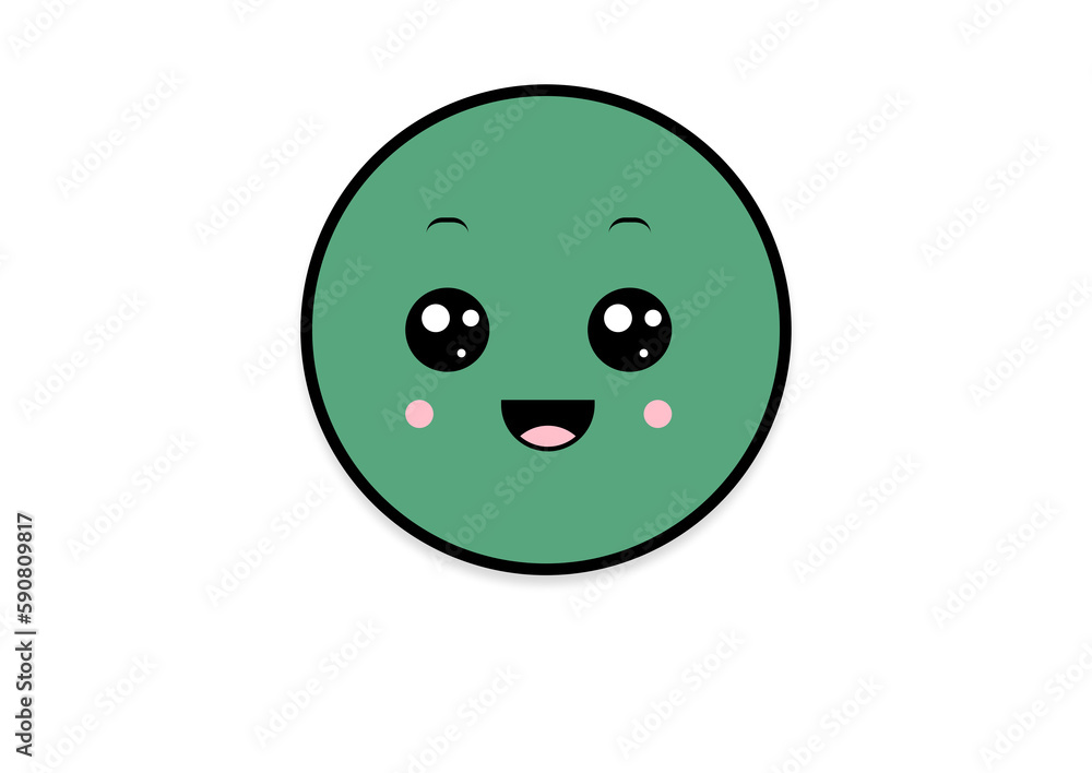 Fototapeta premium kawaii smiling 2d shape illustration anime