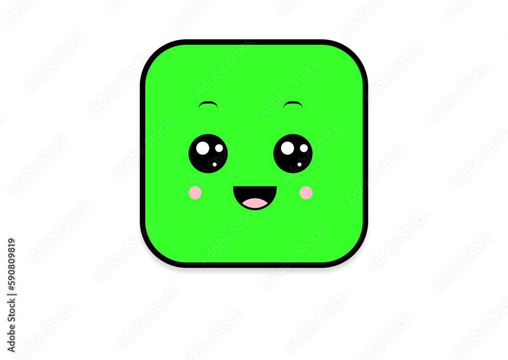 Fototapeta premium kawaii smiling 2d shape illustration anime