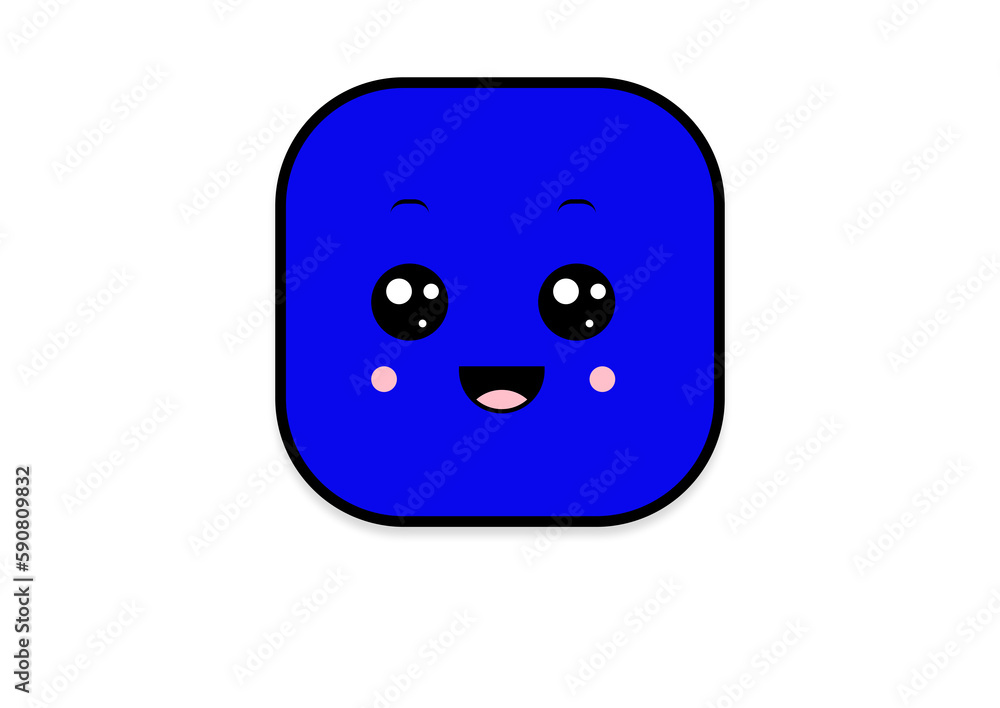 Fototapeta premium kawaii smiling 2d shape illustration anime