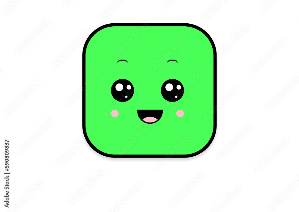 Fototapeta premium kawaii smiling 2d shape illustration anime