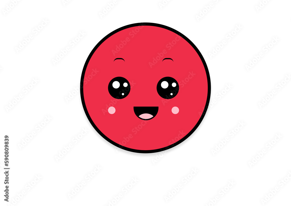 Fototapeta premium kawaii smiling 2d shape illustration anime