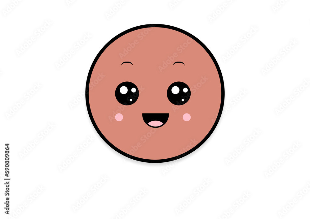 Fototapeta premium kawaii smiling 2d shape illustration anime