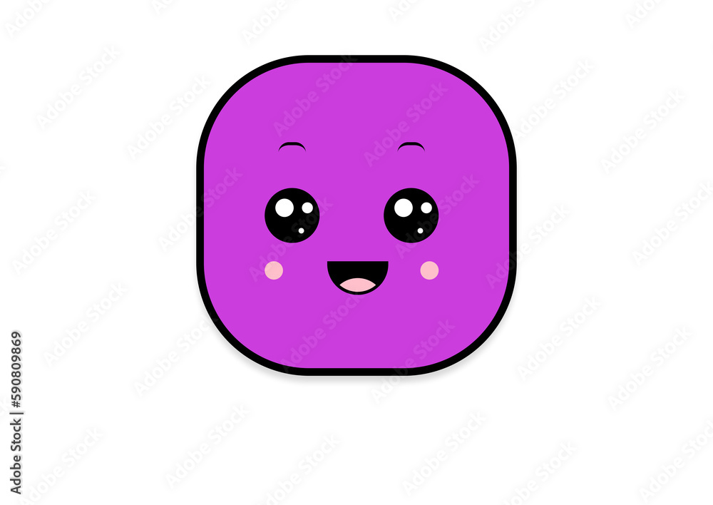 Fototapeta premium kawaii smiling 2d shape illustration anime