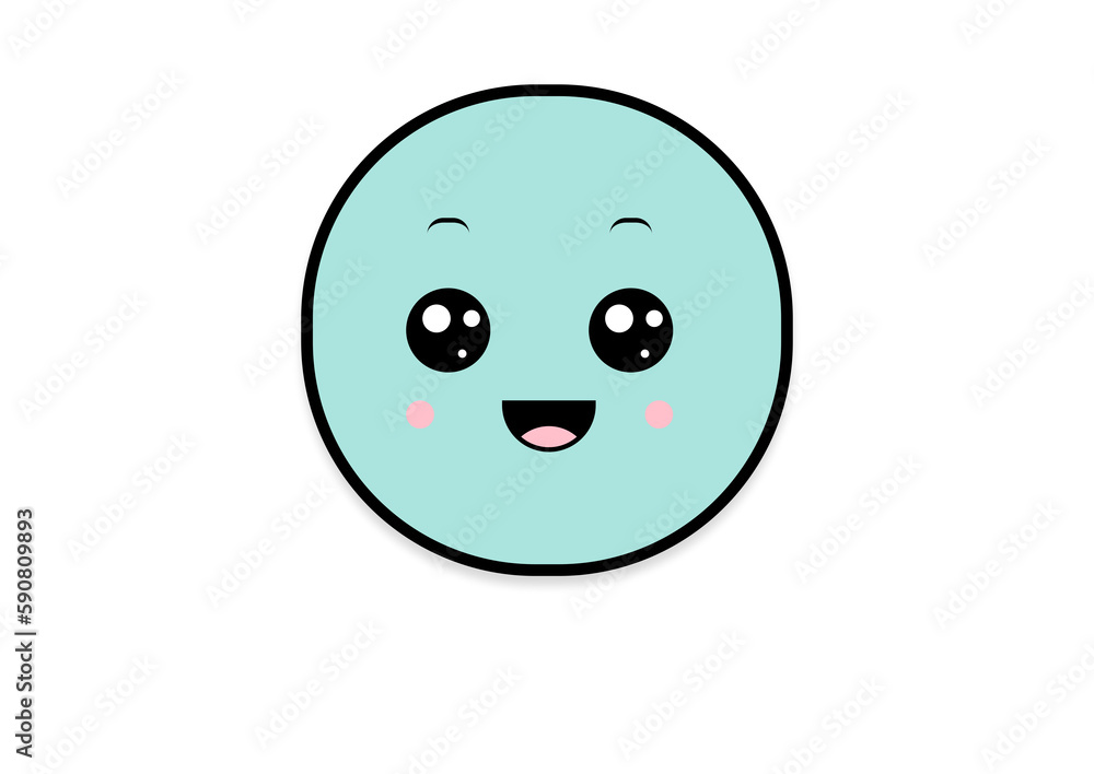 Fototapeta premium kawaii smiling 2d shape illustration anime