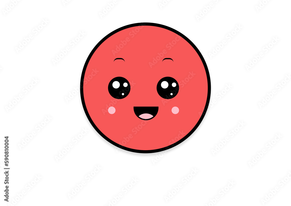 Fototapeta premium kawaii smiling 2d shape illustration anime