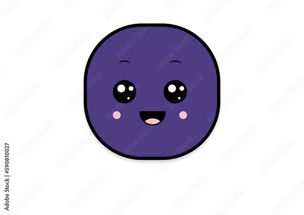 Fototapeta premium kawaii smiling 2d shape illustration anime