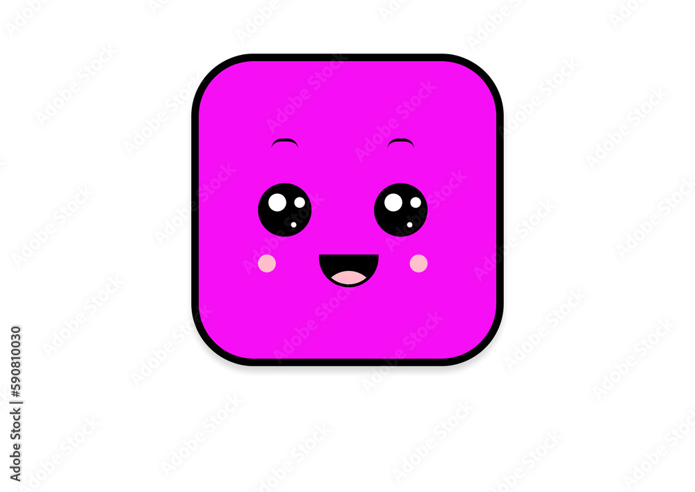 Fototapeta premium kawaii smiling 2d shape illustration anime