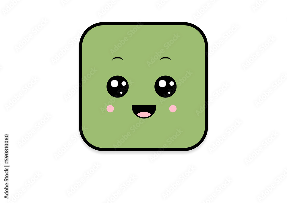 Fototapeta premium kawaii smiling 2d shape illustration anime