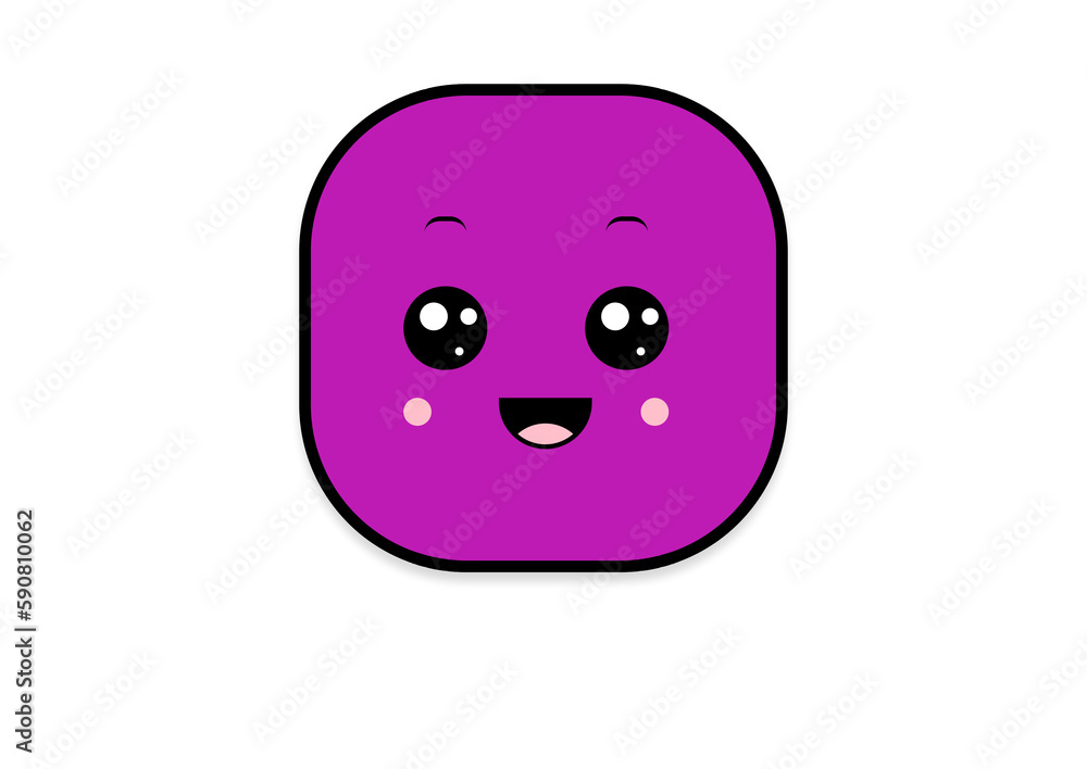 Fototapeta premium kawaii smiling 2d shape illustration anime