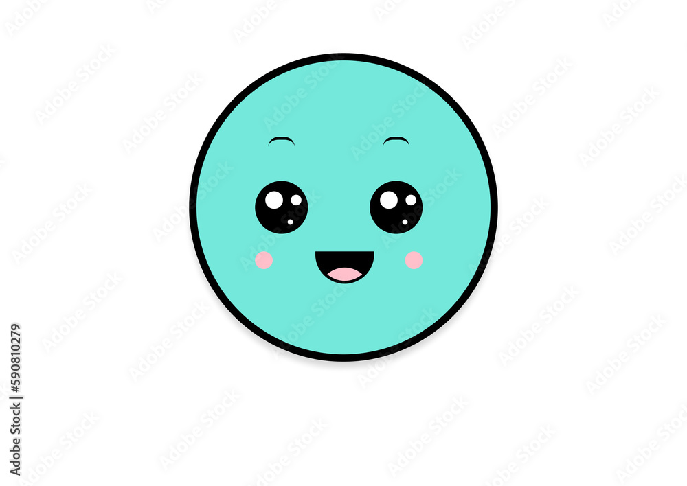 Fototapeta premium kawaii smiling 2d shape illustration anime