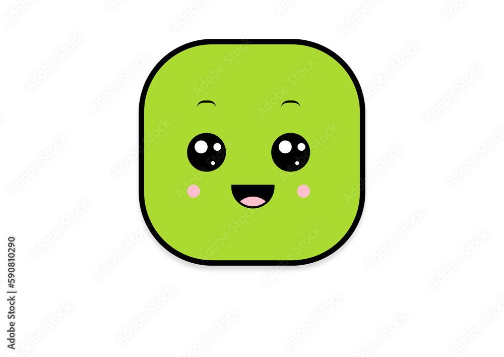 Fototapeta premium kawaii smiling 2d shape illustration anime