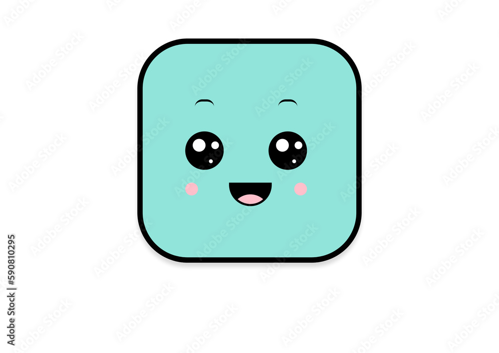 Fototapeta premium kawaii smiling 2d shape illustration anime