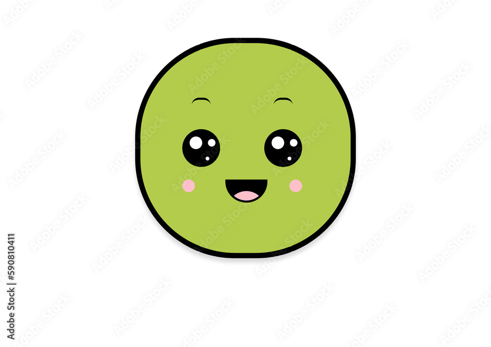 Fototapeta premium kawaii smiling 2d shape illustration anime