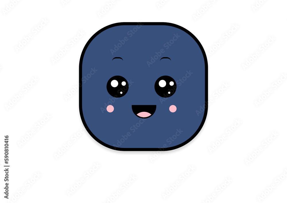 Fototapeta premium kawaii smiling 2d shape illustration anime