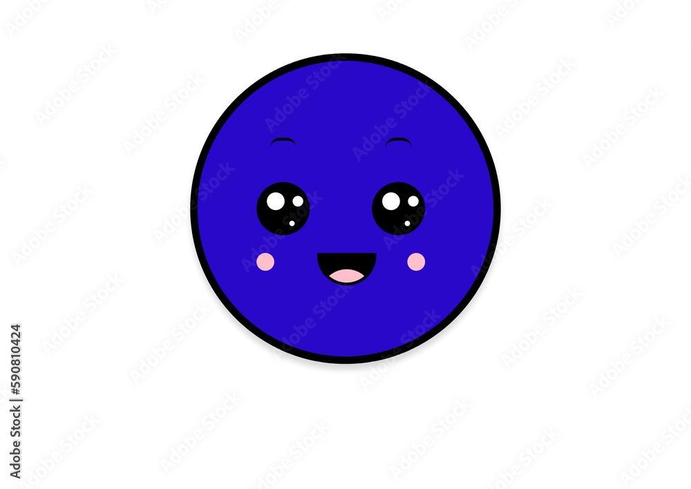 Fototapeta premium kawaii smiling 2d shape illustration anime